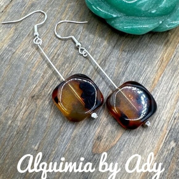 extra long tortoise statement earrings - Picture 1 of 1